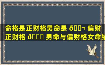 命格是正财格男命是 🐬 偏财「正财格 🕊 男命与偏财格女命结合好吗」